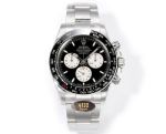 Rolex Daytona 904L Steel 40mm Ceramic Bezel Platinum Markers Black Face White Subdial Watch